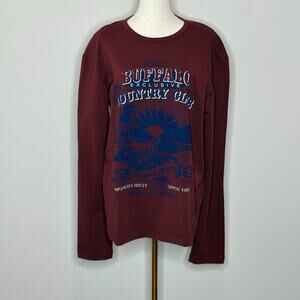 Fiorucci Buffalo Exclusive Country Club Burgundy Long Sleeve Shirt Mens Size XXL